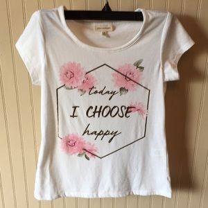 Self esteem T-shirt small white with pink flowers size small